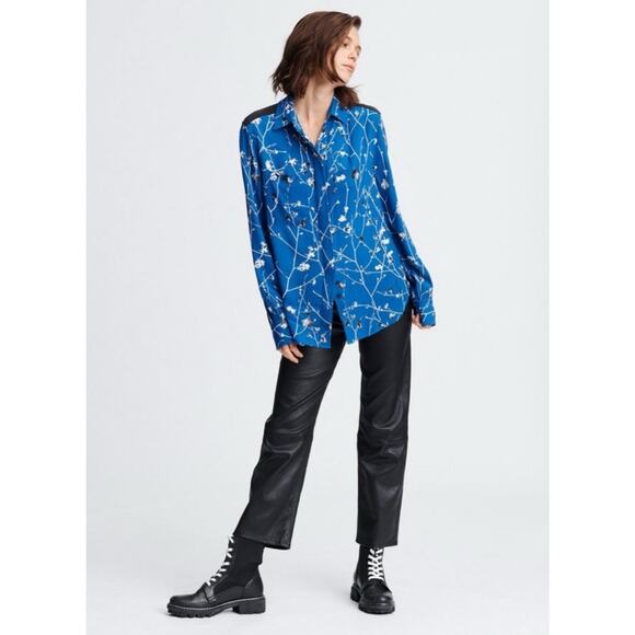 RAG & BONE Therese Blossom VISCOSE Long Sleeve BLOUSE Floral Shirt - Picture 13 of 14